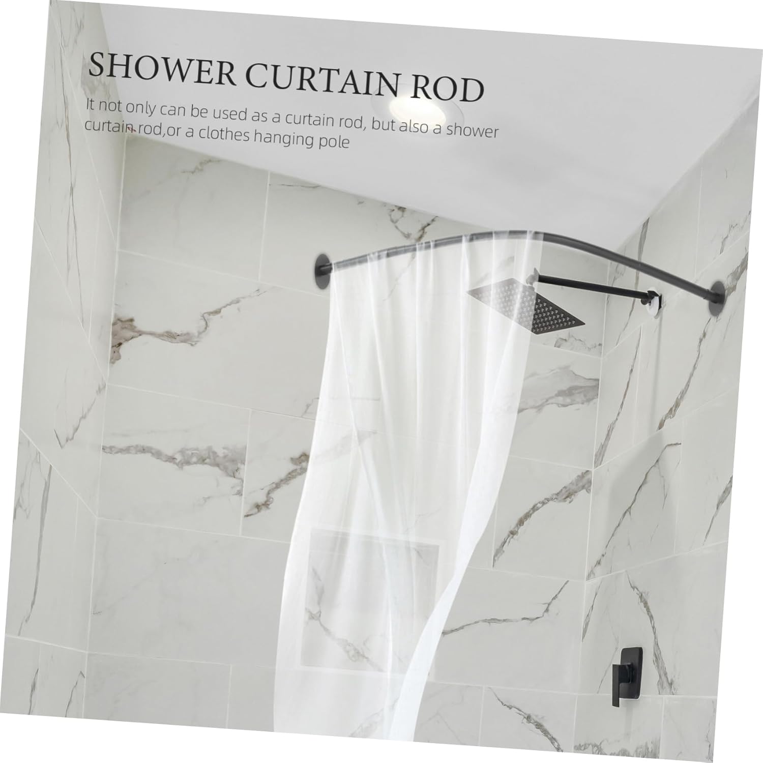 OUNONA Adjustable Curved Shower Curtain Rod Tension Pole Resistant No Drilling Required Versatile for Bathroom and Home
