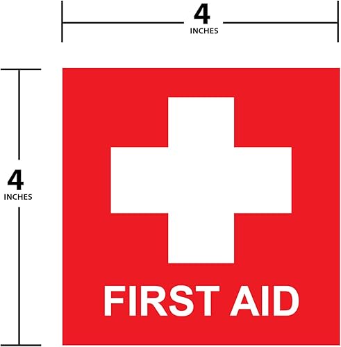 Miniatura 2 de Calcomanía de primeros auxilios, 4 x 4 pulgadas, letrero adhesivo para kit de primeros auxilios, vinilo autoadhesivo de cruz roja, resistente al