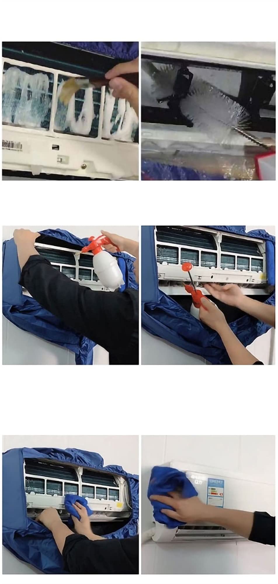 Funda de Limpieza para Aire Acondicionado Funda de Limpieza para Aire acondicionpara Limpieza de Aire Acondicionado, Bolsa de protección para Limpieza y Lavado a Prueba de Polvo, 12 Unidades