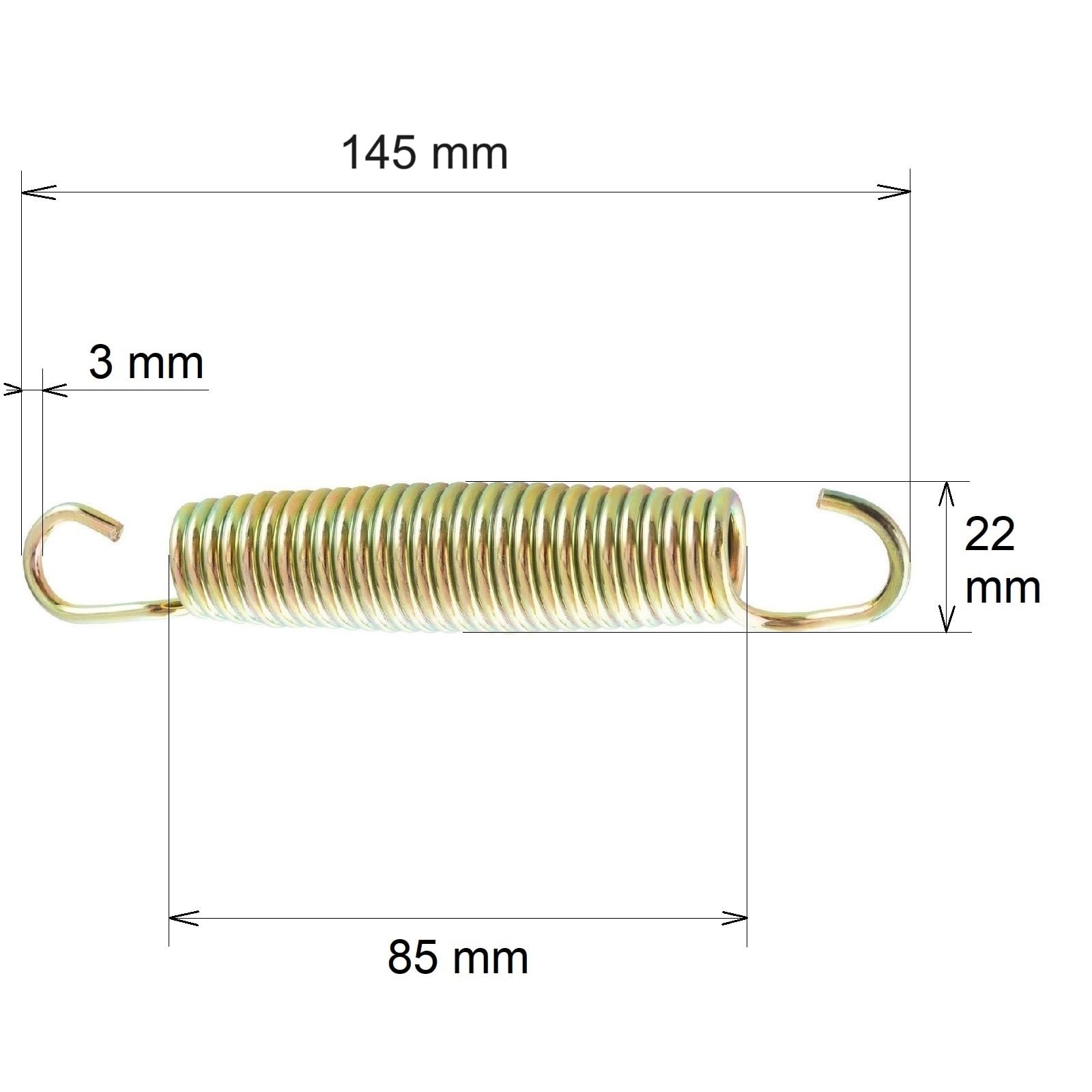 yelloo - Set 12 Molle per Trampolino Elastico Resistenti e Antiruggine (Misure 120, 145, 165cm) Molla Sostitutiva Trampolino, Accessori per Trampolini (Ø 185 245 305 366 427) Certificato CE TUV GS