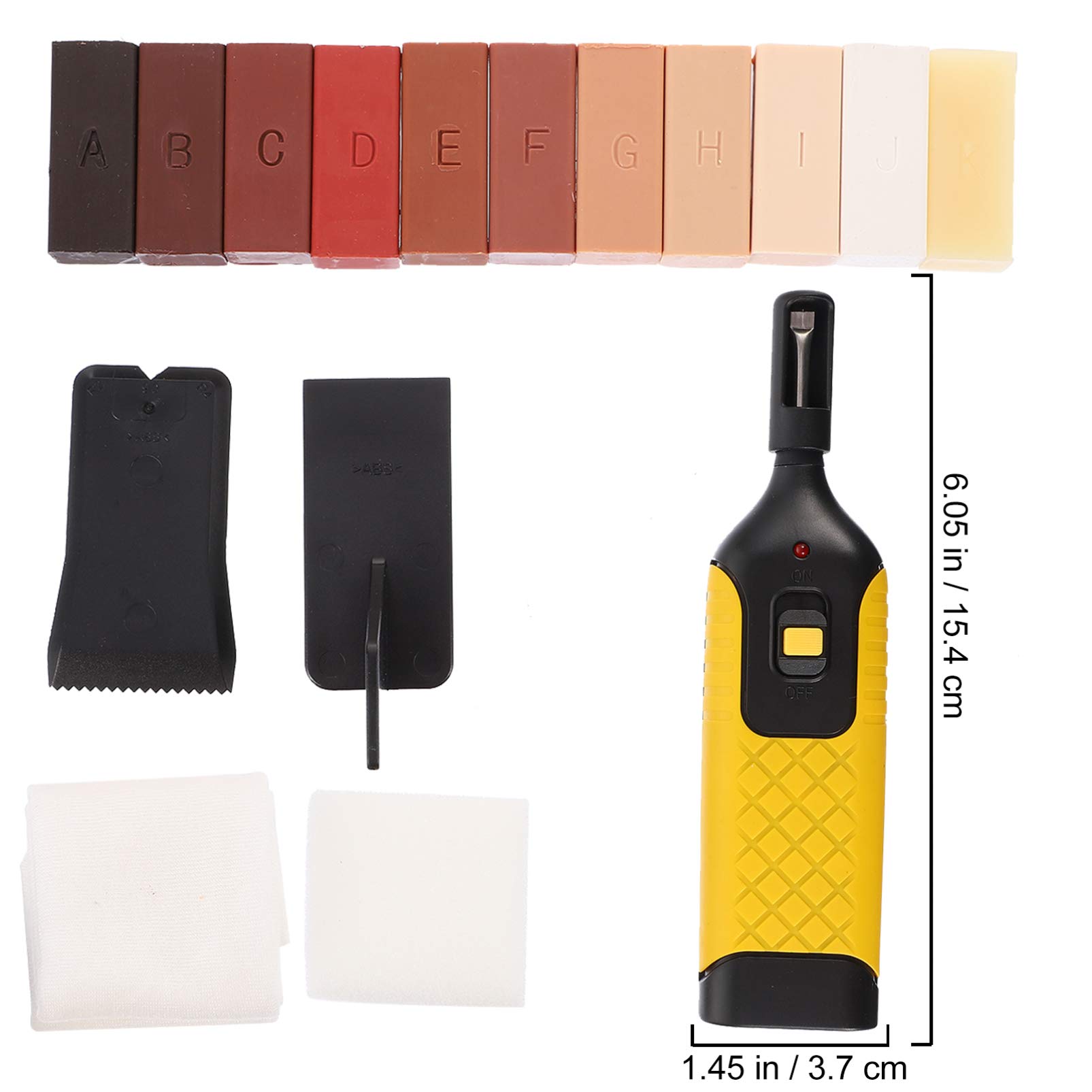 Gatuida Kit di Riparazione per Pavimenti in 16 Pezzi, Accessori per Riparare Fessure e Graffi, Plastico, Blocco Cera e Raschietto