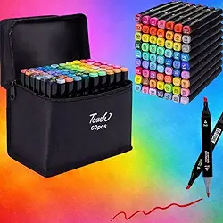 Caneta Marcador Para Colorir Desenho Profissional 24, 36, 48, 60, 80, 100, 120, 168 Cores Conjunto De Canetinhas Pontas Duplas Codificados por Cores Vivas para Desenho (60)