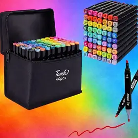 Caneta Marcador Para Colorir Desenho Profissional 24, 36, 48, 60, 80, 100, 120, 168 Cores Conjunto De Canetinhas Pontas Duplas Codificados por Cores Vivas para Desenho (60)