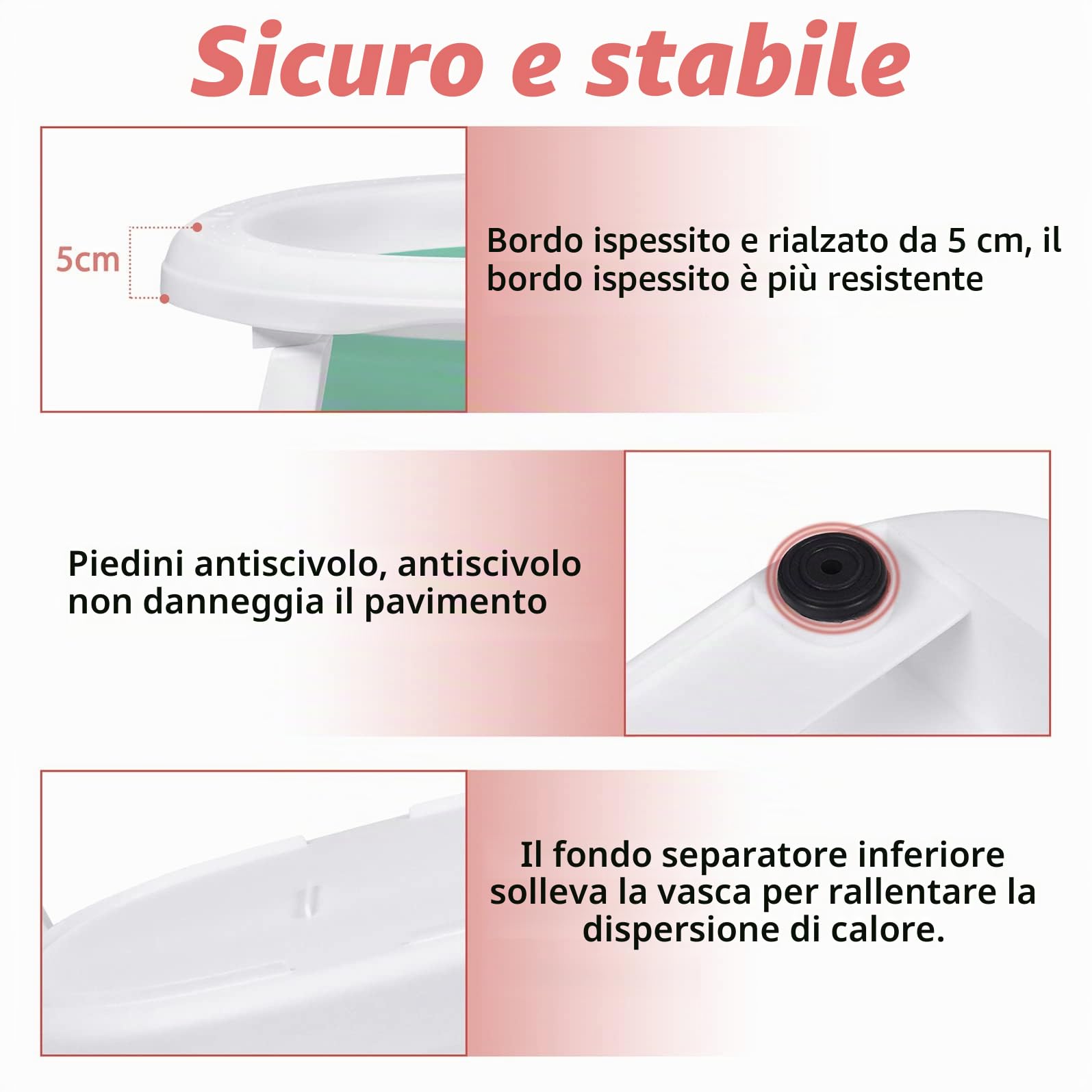 LZQ Vasca da bagno per bambini, pieghevole, con tappetino per il bagnetto, rete per il drenaggio, stabile, antiscivolo, portatile, adatta per bambini da 0 a 8 anni (verde)