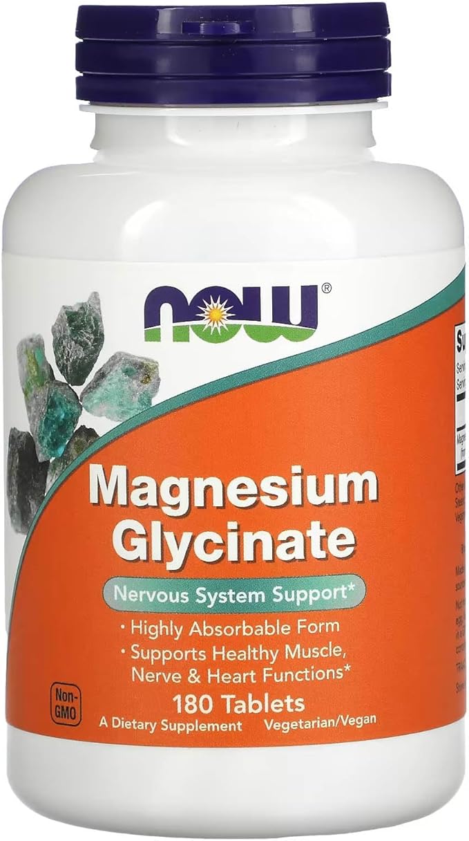 NOW Foods Supplements, Magnesium Glycinate 100 mg, Highly Absorbable Form, 180 Tablets