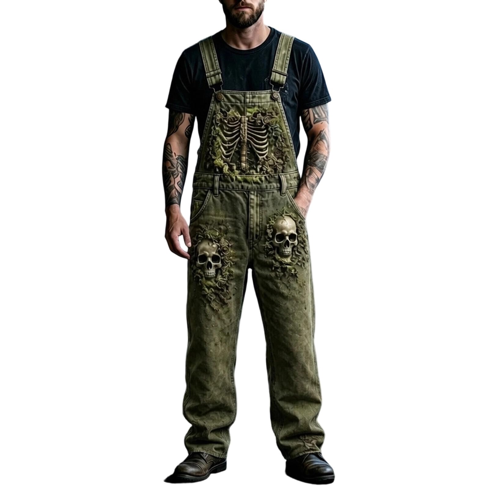 Générique Pantaloni con Spalline Stampate Uomo Casual Elasticizzato Leggero Moderno Quotidiano Confortevole Design Alla Moda Stile Versatile Stagionale Pratica Elegante Traspirante Robusto Intemporale