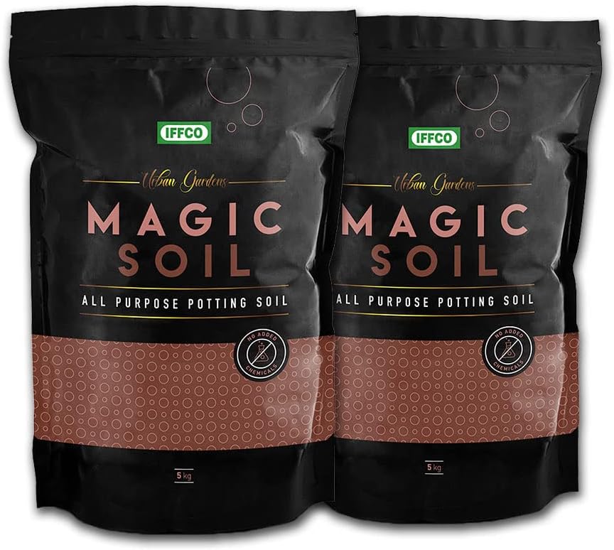 - IFFCO Urban Gardens - Potting Soil 10kg - Magic Soil Potting Mix, Made with Export Quality Cocopeat with Added Organic Manure, Perlite & Nutrients - Ready to use Soil for Home Garden