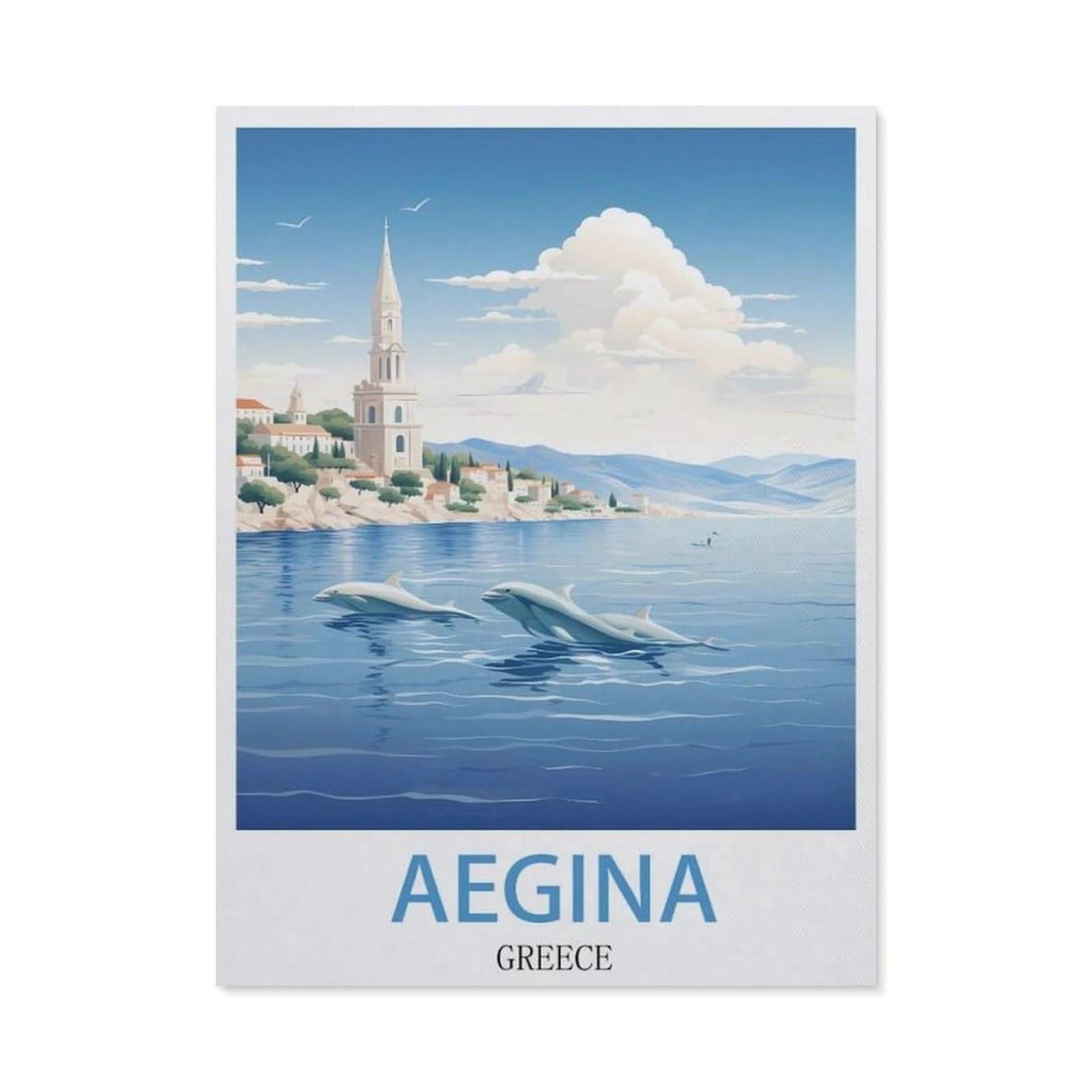 Funny Bathroom Wall Decor Signs，Aegina Greece(20x30cm）