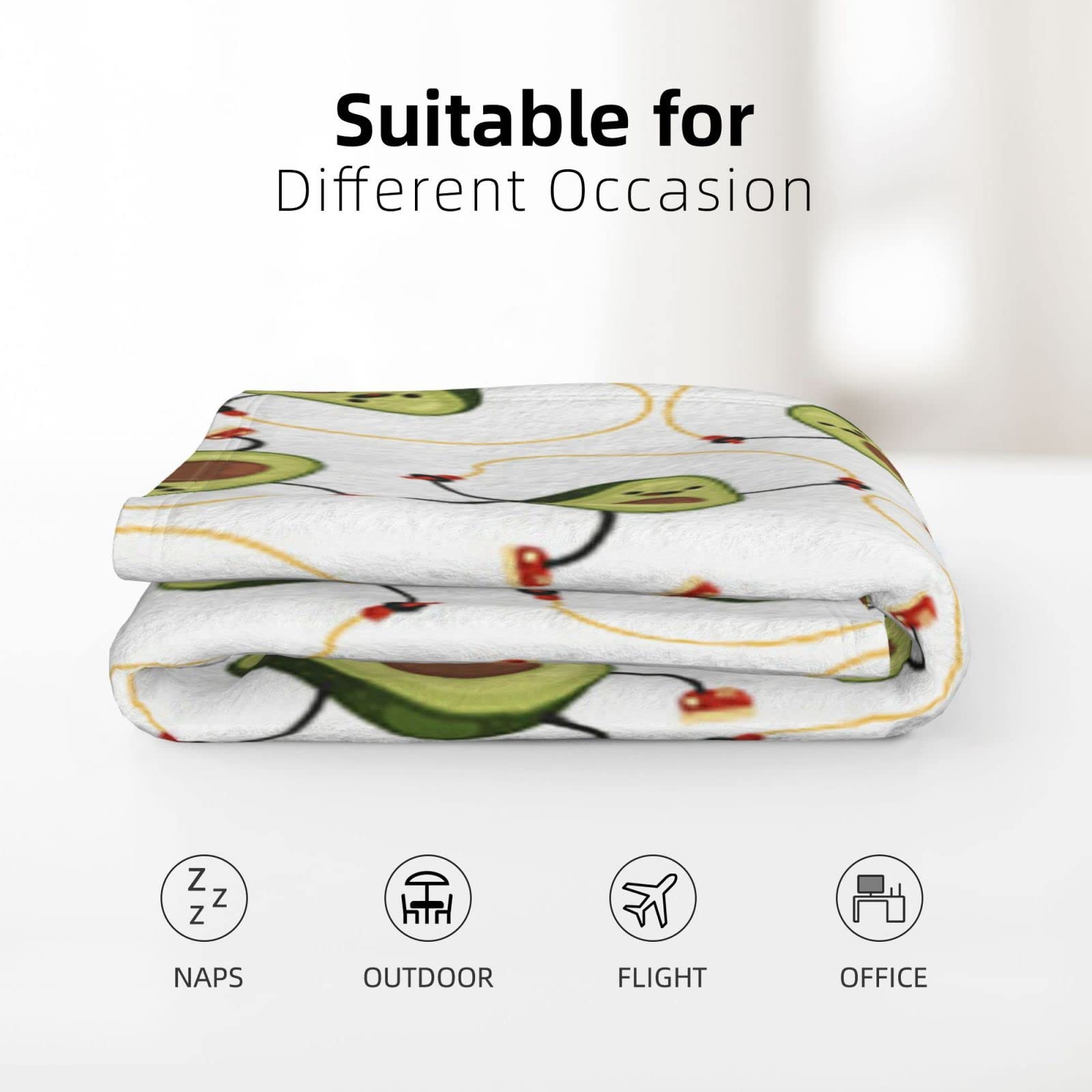 Divertente coperta in flanella con avocado a forma di cartone animato per divano, coperta di lusso, per ragazze, donne, uomini (100 x 150 cm