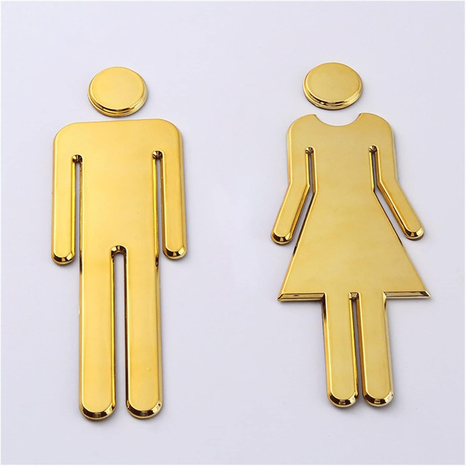 Bathroom Decorative Figure Set for Men and Women, ABS Adhesive Signs for Door, Toilet, Toilet, Toilet Symbols (Silver)