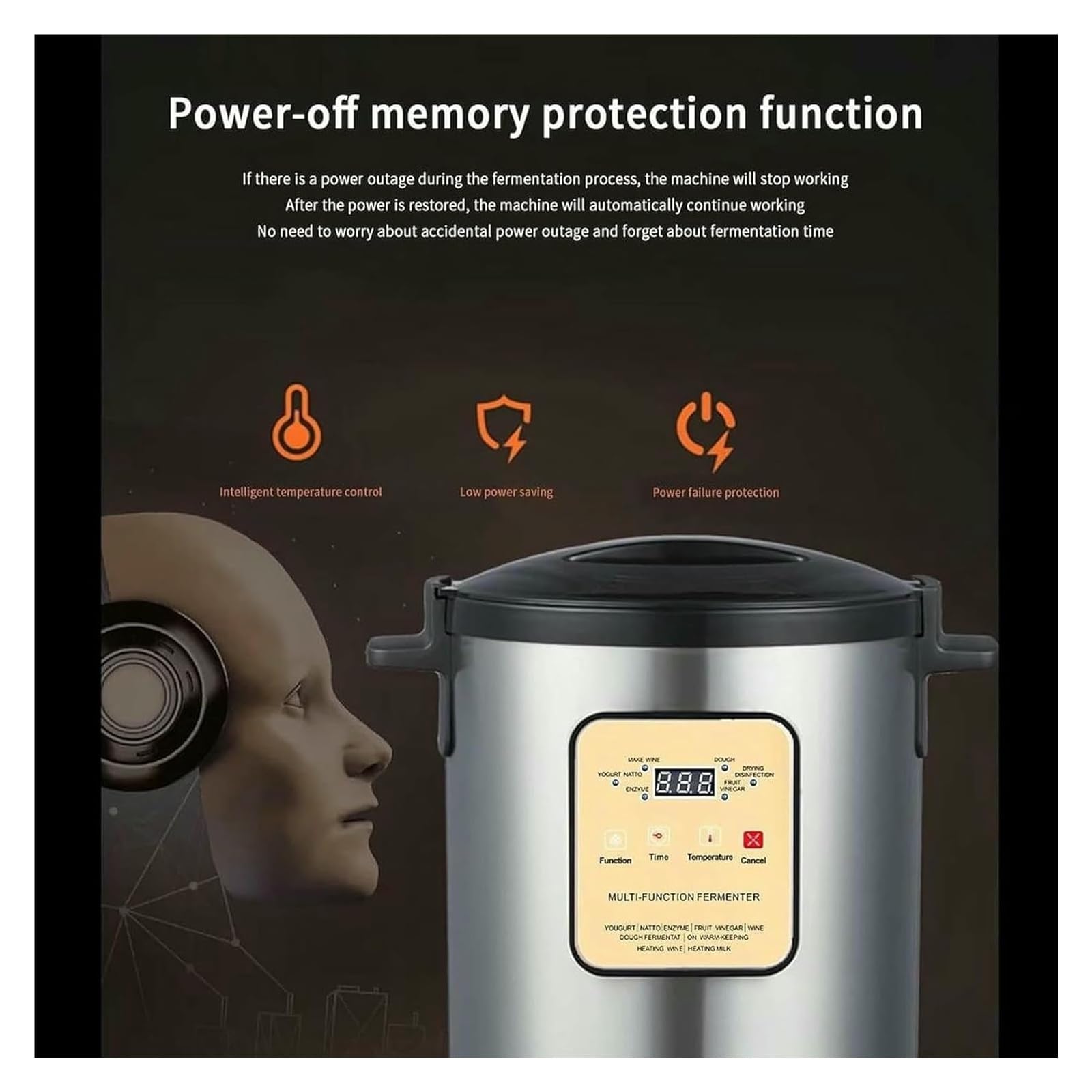 Macchina di fermentazione elettrica intelligente da 12 litri for yogurt, aglio, sottaceti, vino di riso dolce, pasta, aceto ed enzimi