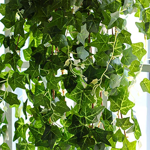 Plantas Hiedra Artificial (24pcsx2.2m) Hiedra Hojas de Vid Artificial Enredadera Guirnalda Decorativa para Decoración Hogar Escalera Ventana Balcón Valla Jardín Boda Mesa Fiesta Interior y Exterior