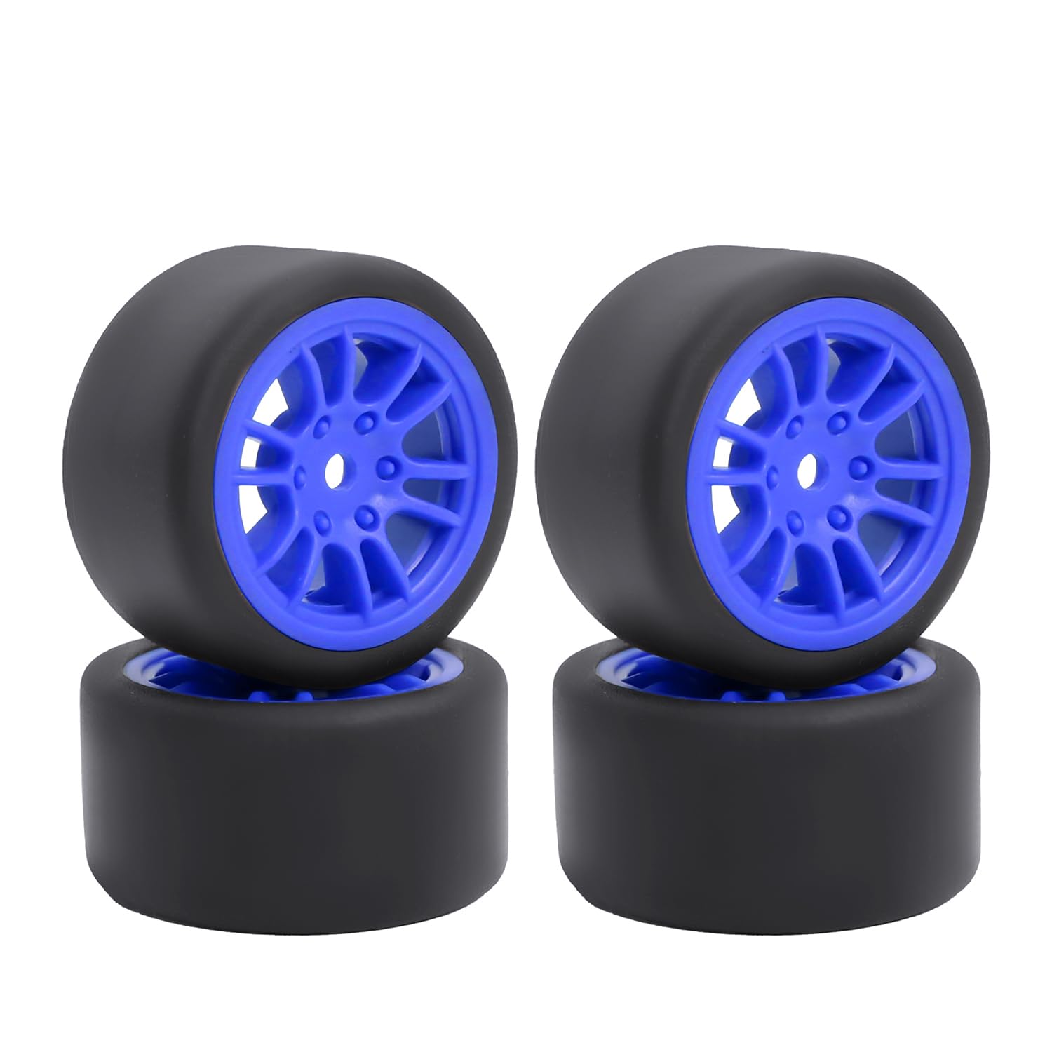 On-Road Drift Racing Wheel Durable Rubber Plastic Hub Set Pre-Mounted Pin Multiple Colors Available for 1/28 Losi Micro-T Upgrade Parts (Blue Micro-T)