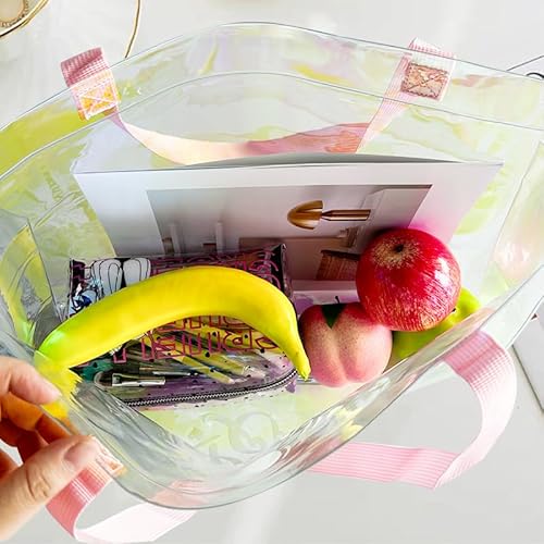 TotePrint Holografische PVC Handtasche - Durchsichtige Transparente Tasche mit Buchstaben-Muster, Stadion-Zulassung (1 Stück) (B029-D2079-2-300-11)