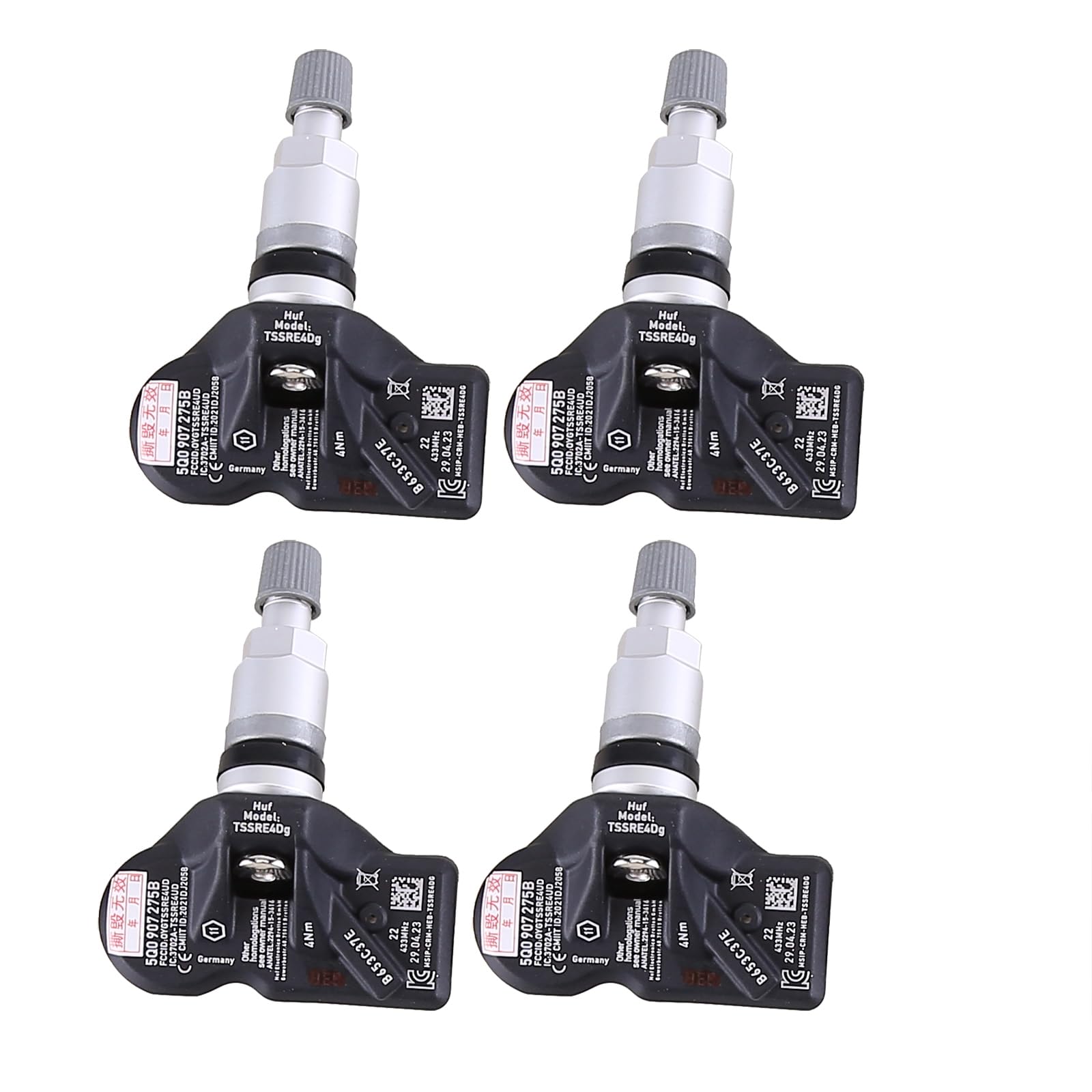 4 sensores de presión de neumáticos 5Q0907275B RDKS para A3 A4 A5 A6 A7 Q1 Q2 Q3 Q4 Q5 Q7 Pa-ss-at Pors-che Seat RDKS Sensor TPMS Sensor de presión de neumáticos 5Q0.907.275
