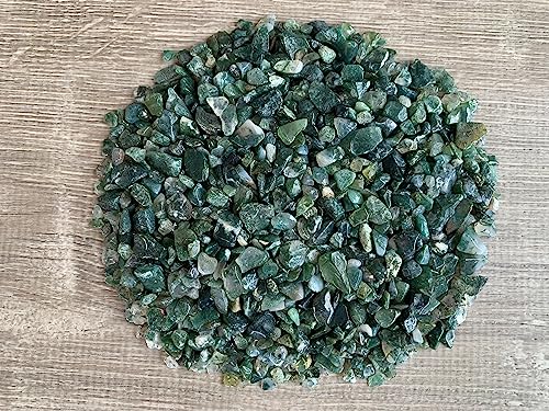 Moss Agate Chips – Natural Mini Moss Agate Stones, Crushed Undrilled Moss Agate, Semi-Tumbled Genuine Moss Agate (1/4 lb)