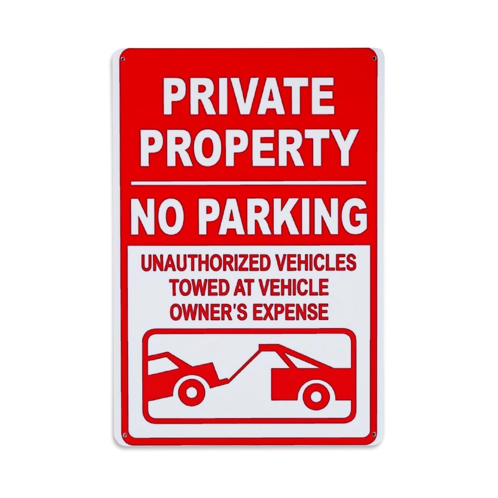 Jdfenggu Vintage Private Property No Parking Towing Warning Retro Metal Tin Sign, Decor Art Poster For Bar, Home, Man Cave, Kitchen, Laundry Room Gift 8X12inch