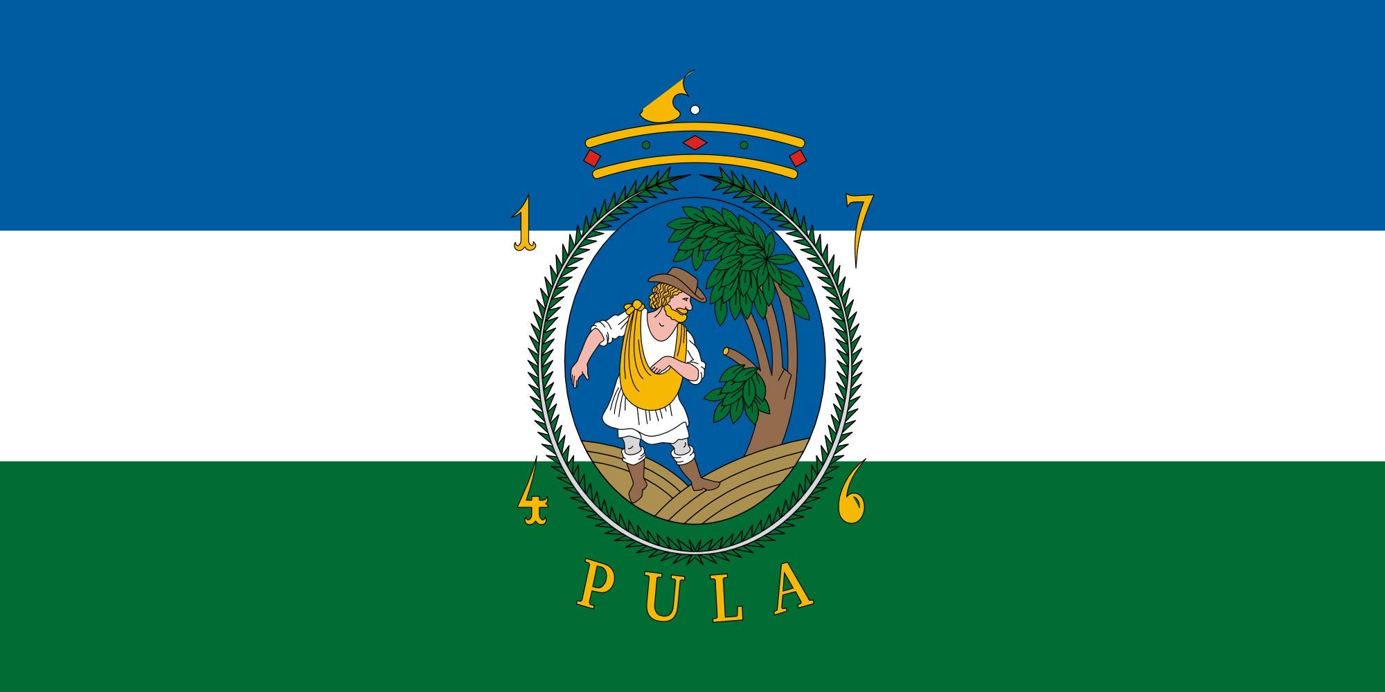Drapeau large Pula Hungary aux finitions soignées et coutures renforcées