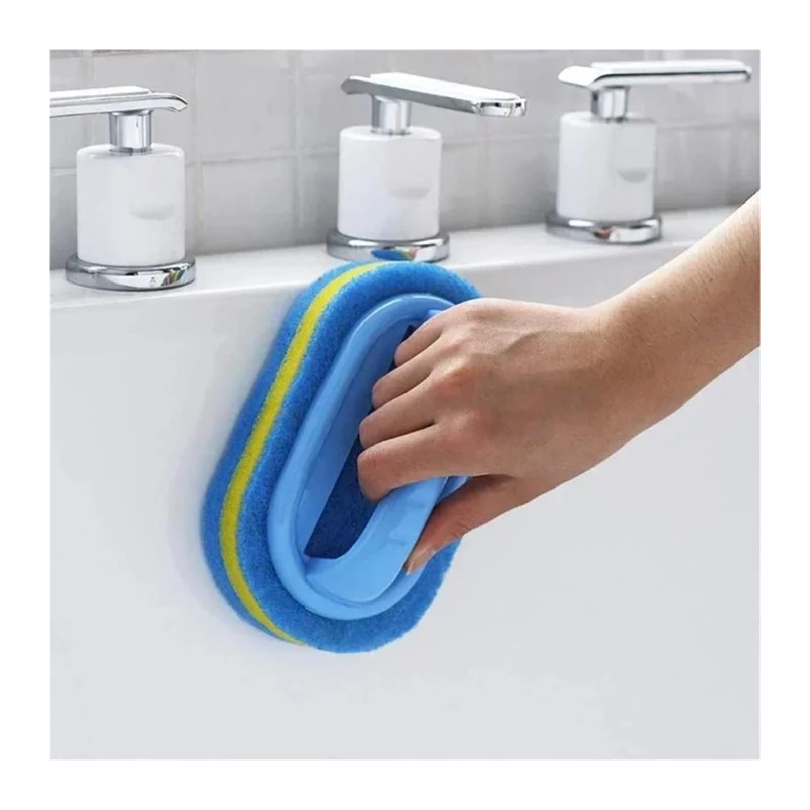 Cepillo de limpieza de esponja con asa, versátil para azulejos de bañera y cocina para una limpieza eficiente del baño y el hogar, y cepillo de esponja fácil de usar