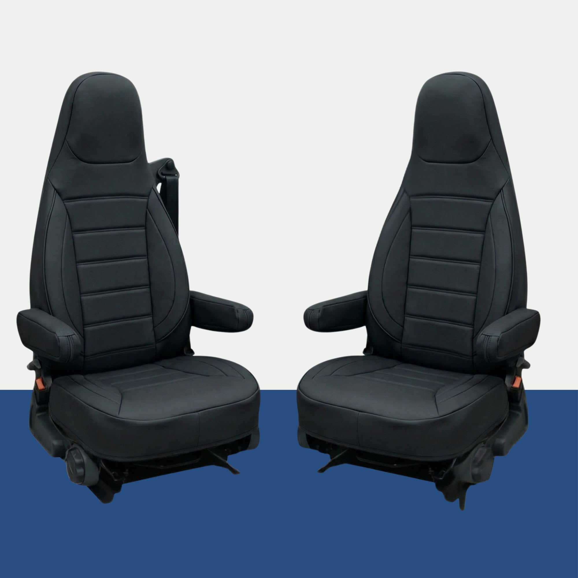 Housses de sièges compatibles Aguti GIS Liner & Milan pour camping-car, ensemble 2 pièces avec accoudoirs, adapté pour sièges avec ceinture intégrée, compatible Pössl, Knaus