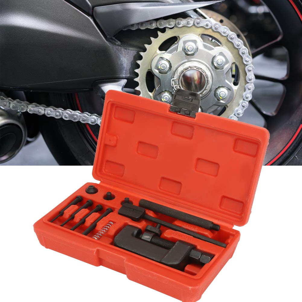 Interruttore a catena, strumento per catena, set di strumenti manuali per rivettatura per rottura catena del motociclo, kit di strumenti di riparazione per rivettatura a collegamento divisore per bici