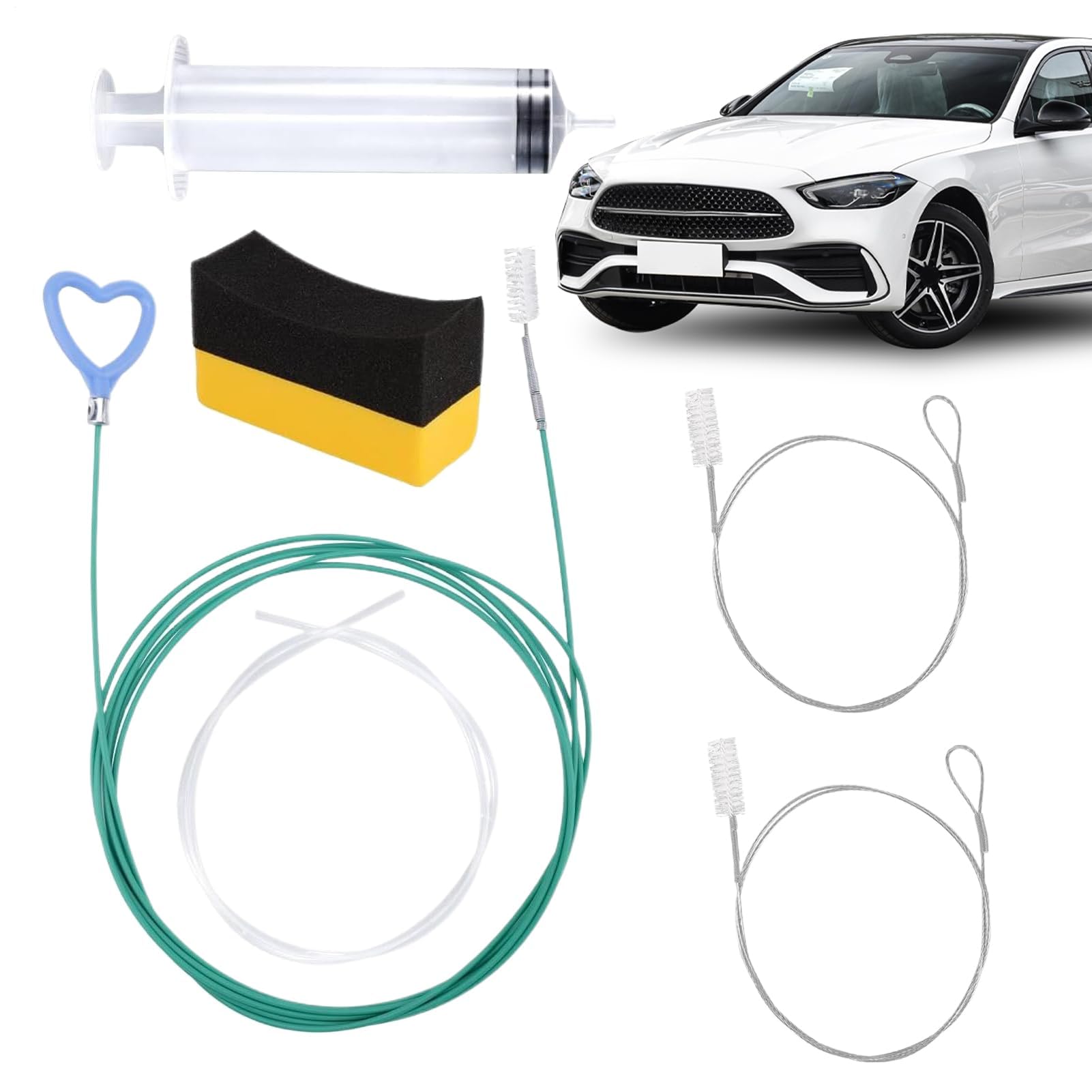 Muiltvoe Sunroof Drain Cleaning Tool,Professional with 2 Brush - Sunroof Drain Unclogger Car Cleaning Tools - for Condensate Air Conditioner Exterior Repair Detailing