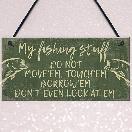 RED OCEAN Funny Fishing Fisherman Stuff Sign Garden Shed Man Cave Plaque Grandad Dad Son Gift