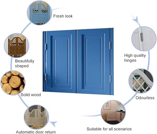 Miniatura 2 de XLIHAWY Puertas batientes para cafetería, puerta batiente con arco de salón, bisagras de acero inoxidable, puerta de mayordomo para centros