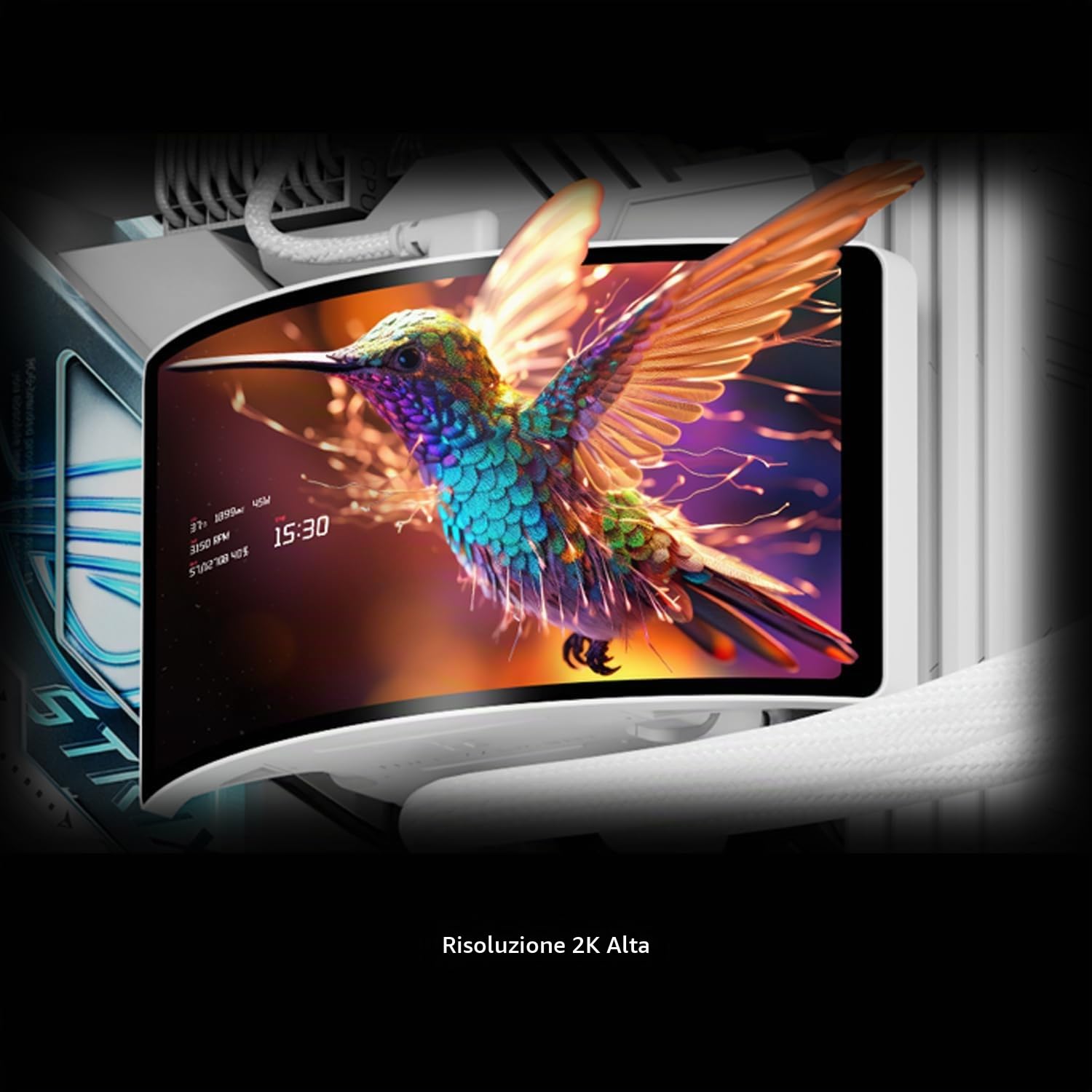 Thermalright Rainbow Vision 360 Turbo ARGB - Ventola di raffreddamento a liquido per CPU AM5 / Intel LGA1851 / 1700, schermo curvo da 6,67 pollici, ventosa magnetica, risoluzione 2400 x 1080