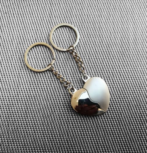 Image of Beautiful Stainless Steel Heart Keychain For Couples | Gifting With Key Ring | Anti-Rust (Pack Of 2)