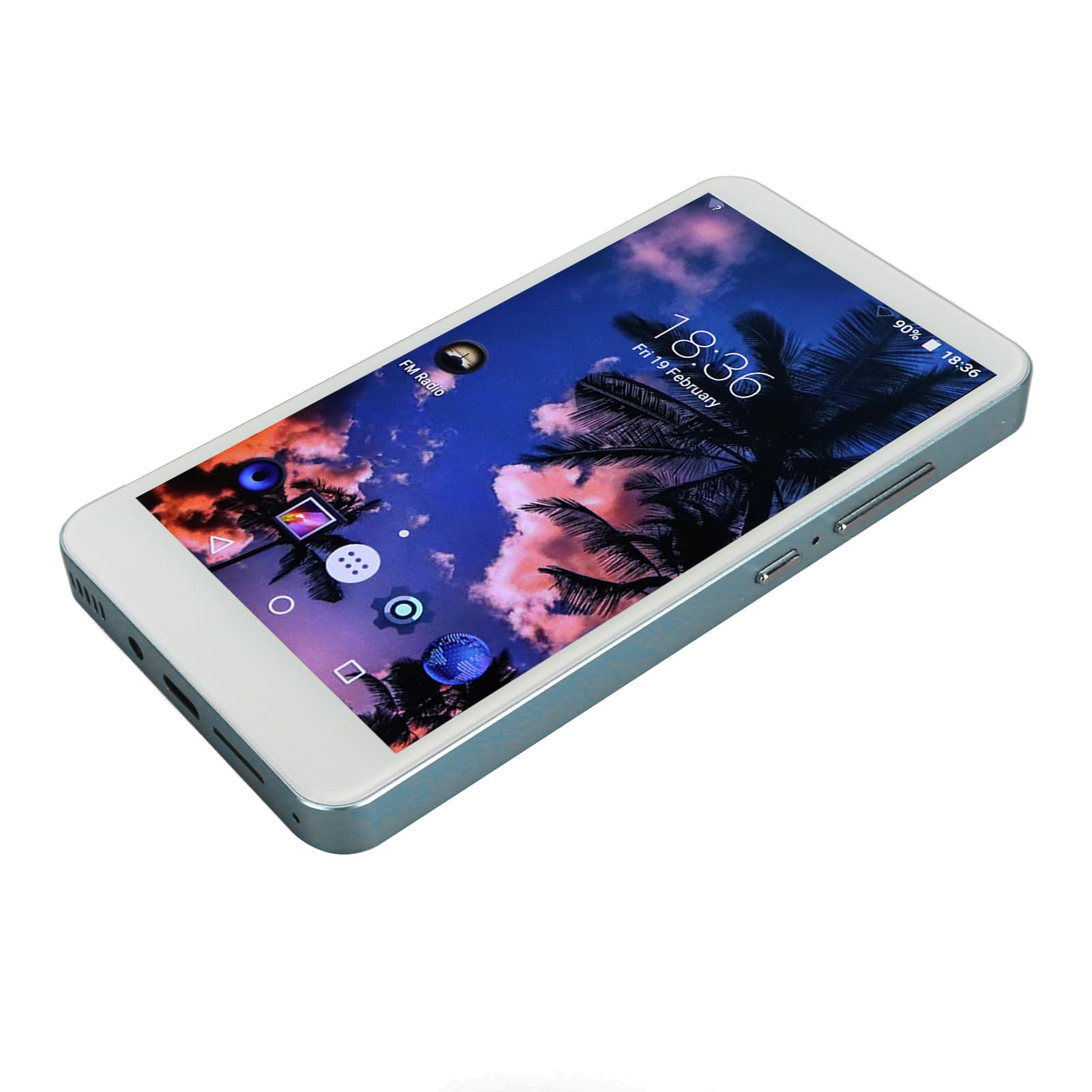 Reproductor MP4 Portátil, Audio HiFi Reproductor de Música MP4 con Pantalla Táctil Completa de 5,0 Pulgadas y 2200 MAh con Auriculares Blancos para Acampar para Radio FM (Blue)