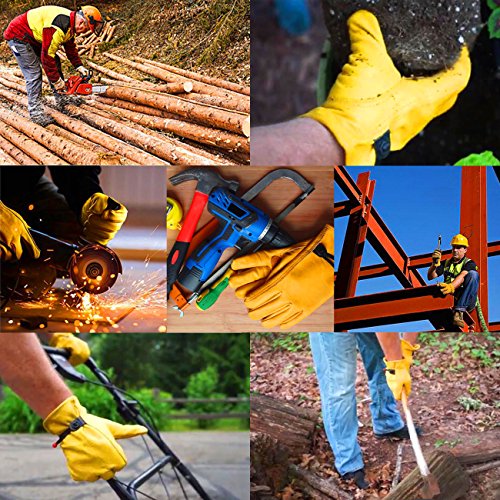 Heavy-Duty Cowhide Work Gloves Leather Work Gloves For Industrial/Mechanic/Gardening/Cutting/Logging/Yard/Construction/Motorcycle/Farm, Men & Women (Large (1 Pair)) #TOP1