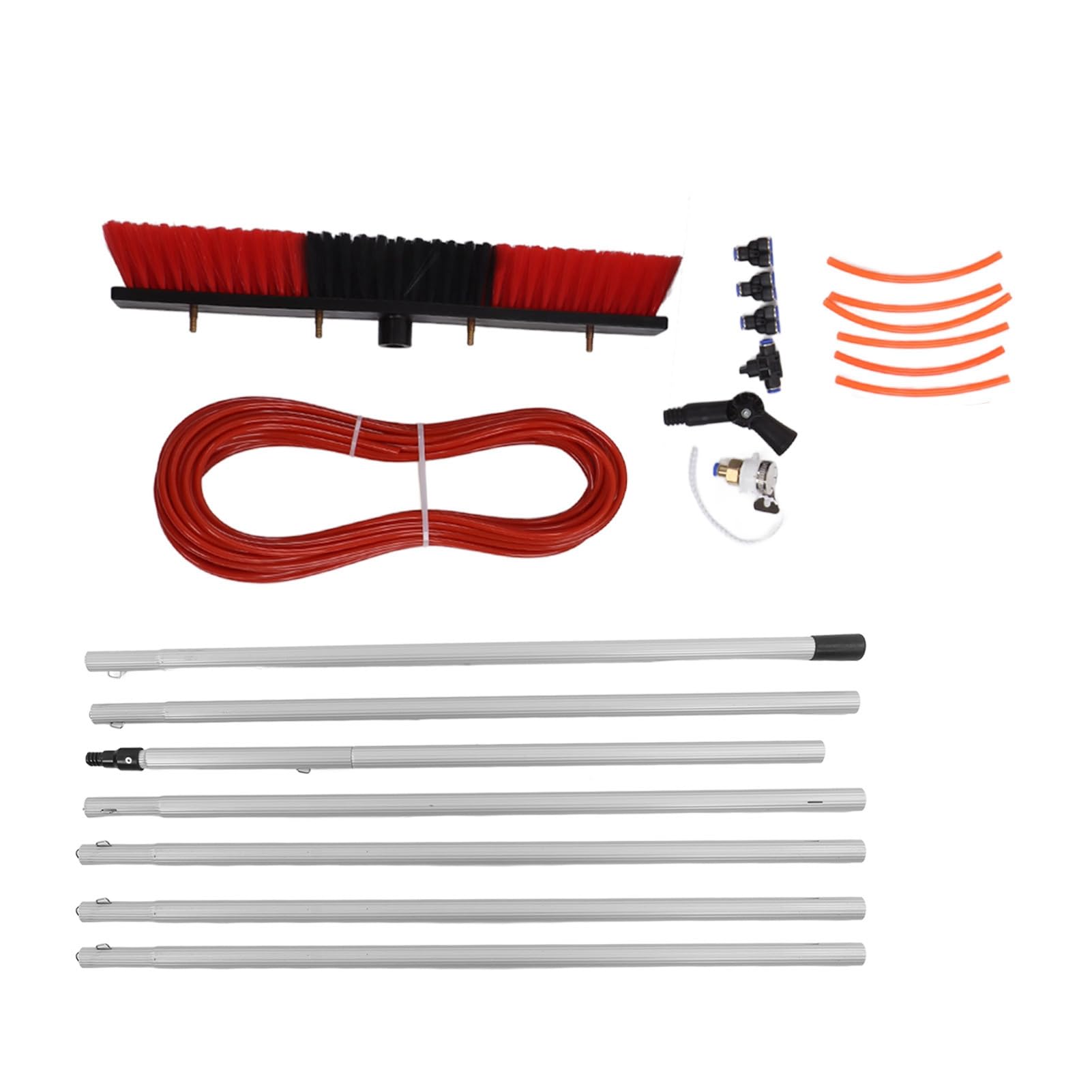 aqxreight Zestaw z tyczką Fed Brush Duty Duży Rozmiar Przenośna Myjnia Wysuwany środek Czyszczący System Paneli Słonecznych 6 M Słupek Plus 50 Cm Panele Szczotkowe i do Cl Zestaw z tyczką System (7m