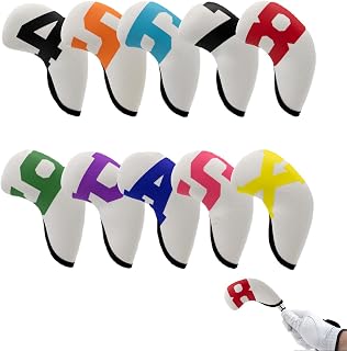 Golf Iron Covers, Golf Club Head Covers Set, Sponge Material Neoprene Golf Iron Head Cover, Leather Hybrid Ping Protector With Watertight Surfaces, Headcovers Irons Fit For Golf Stick