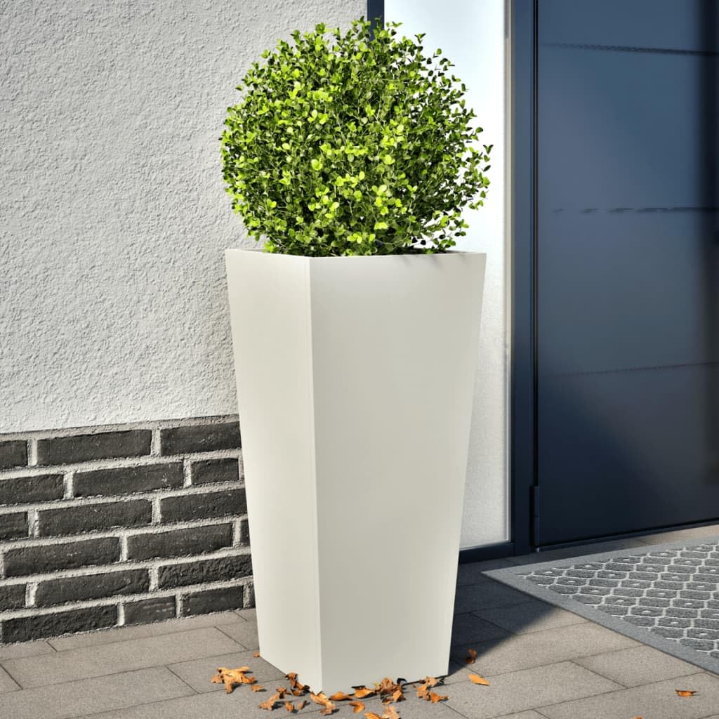 vidaXL Jardineras 2 uds Acero Blanco 35x35x75 cm, Jardinera, Jardinera de Patio, Jardinera, Jardinera al Aire Libre, Jardinera, Jardinera de jardín