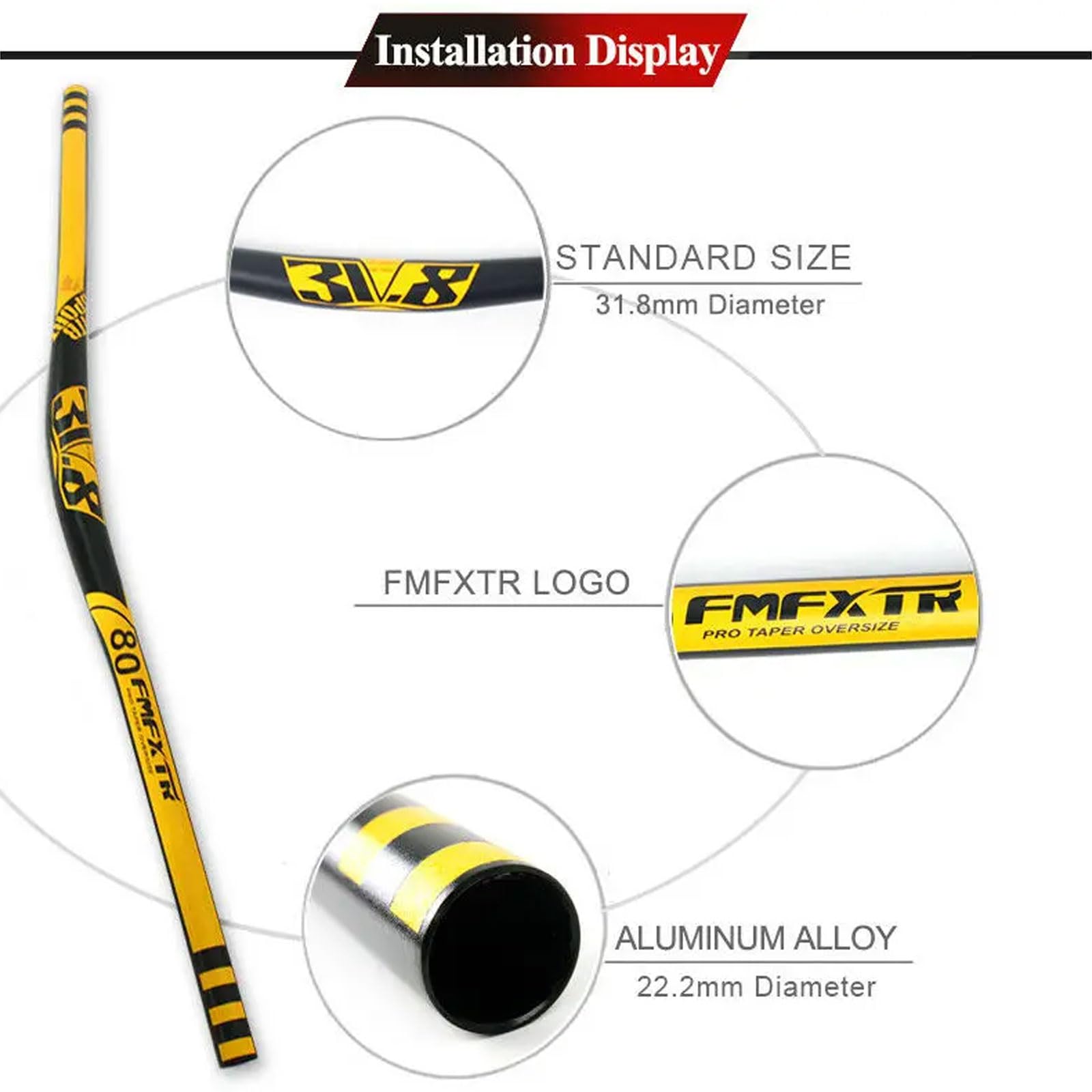 YLME Manubrio per Mountain Bike, Manubrio MTB in Lega di Alluminio da 31,8 Mm, Manubrio per Bicicletta A Forma di Rondine per Ciclismo su Strada di Montagna BMX
