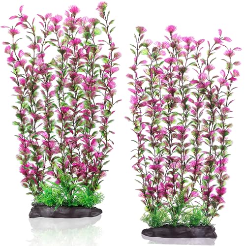 HERCOCCI Aquarium Plastic Plants Decor, Large 16 Inches Artificial Fish Tank Plants Tall Fish Tank Decorations