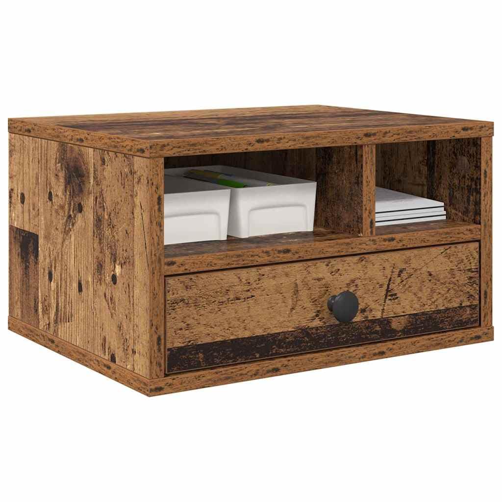 Druckerständer aus Holzwerkstoff mit Schublade, 40 x 32 x 24 cm, modernes Design für Büroorganisation und Stauraum