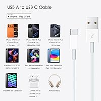 Vista 2 de Cable corto USB C Carplay para automóvil, cable USB A a USB C de 20 pulgadas para iPhone 15/16/16E/17 Pro Max, 15 16 Plus, 17Air, iPad 10ª