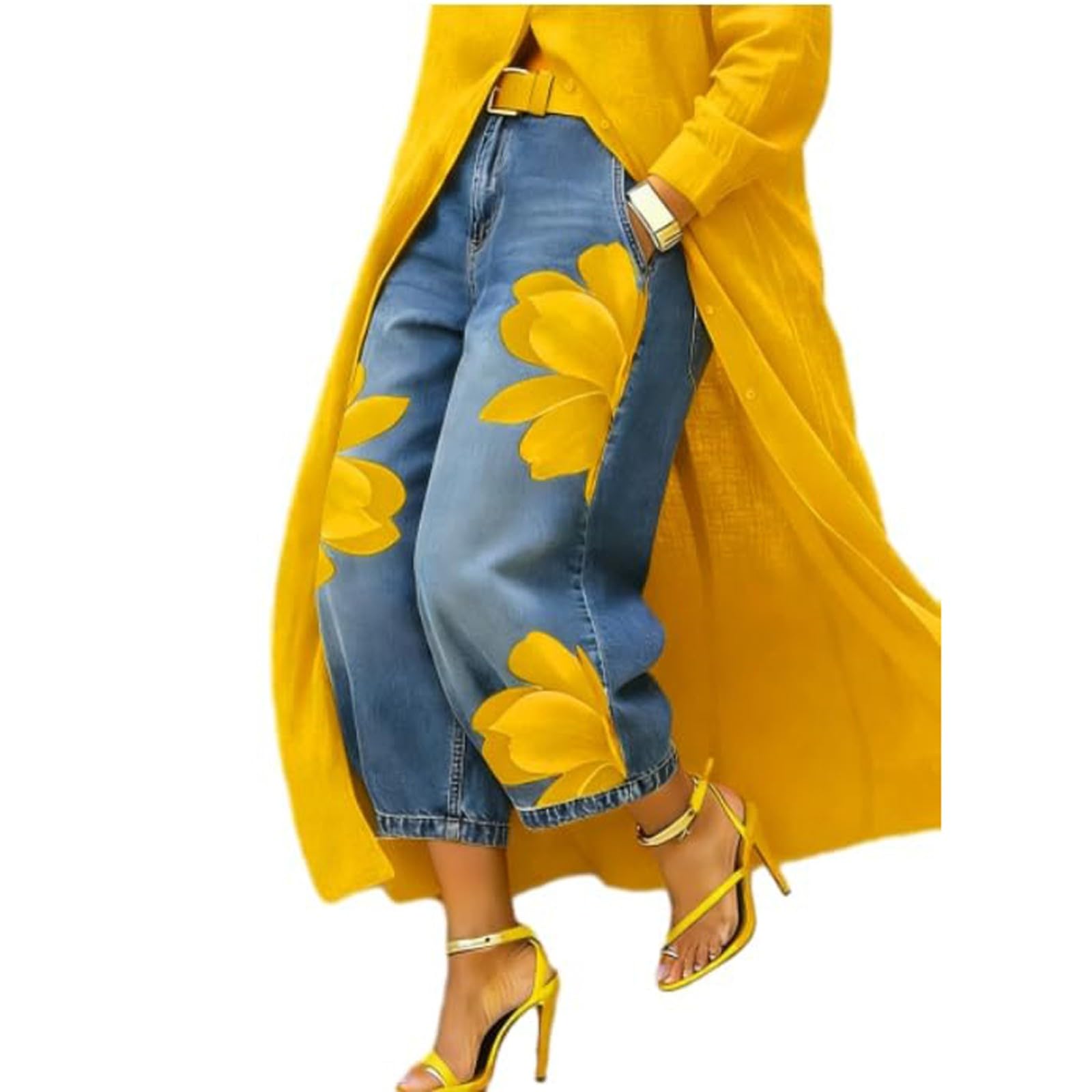 Jeans Donna Vita Alta Elasticizzati Jeans Elasticizzati Leggeri Curvy Pantaloni Baggy Gamba Larga Casual con Tasche Pantaloni Denim Vita Alta Larghi Taglie Forti Moda Pants Comodi Y2k Push Up