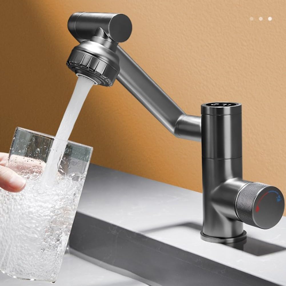 Innovador grifo digital de baño con modos de salida dual para mayor flexibilidad y comodidad de lavado (plateado)