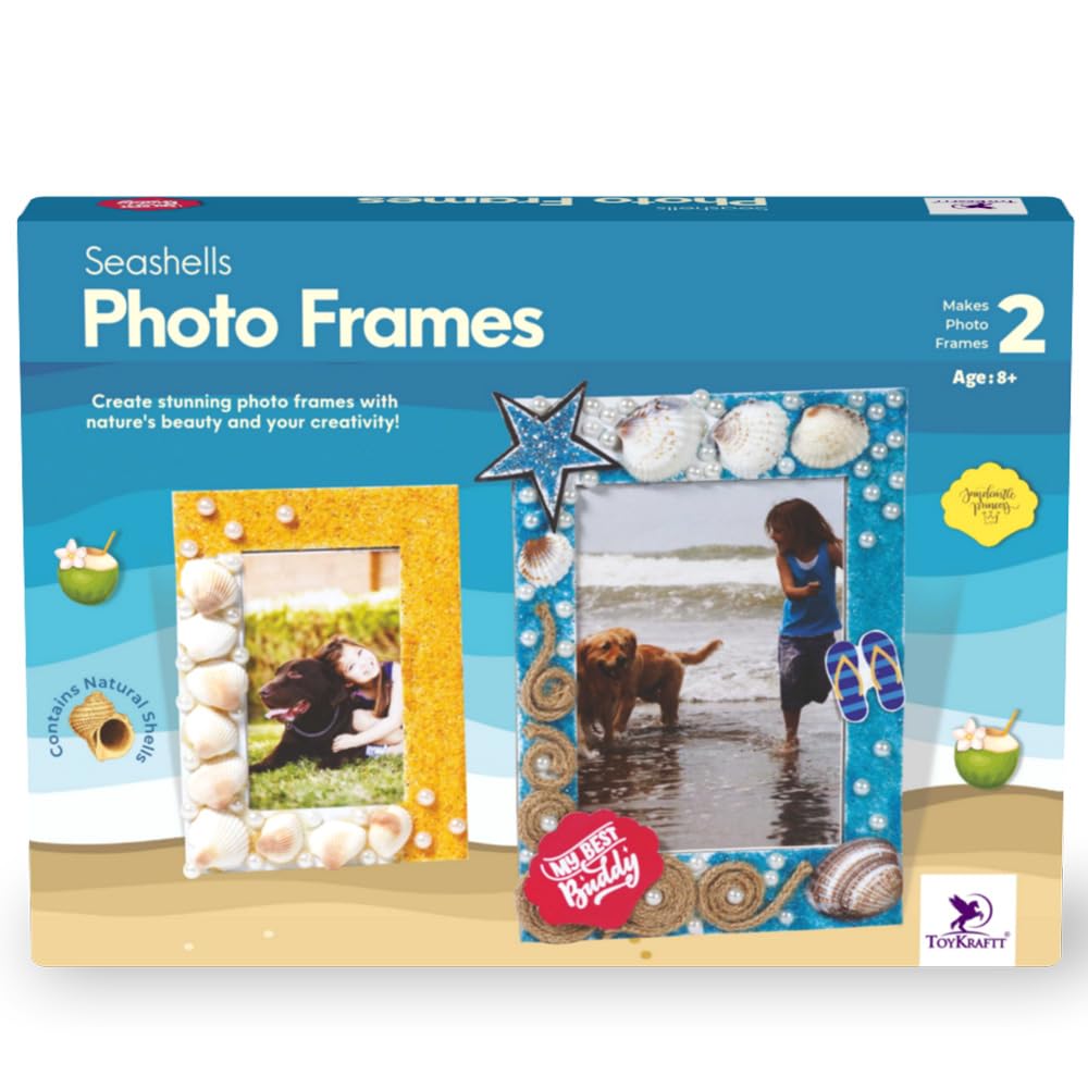 Sponsored Ad - TOYKRAFTT Seashell Art and Craft Kit – DIY Photo Frame Fridge Magnet Making Set – Creative Activity Toys for Kids – Birthday Gift for Girls & Boys Age 7 8 9 10 Years