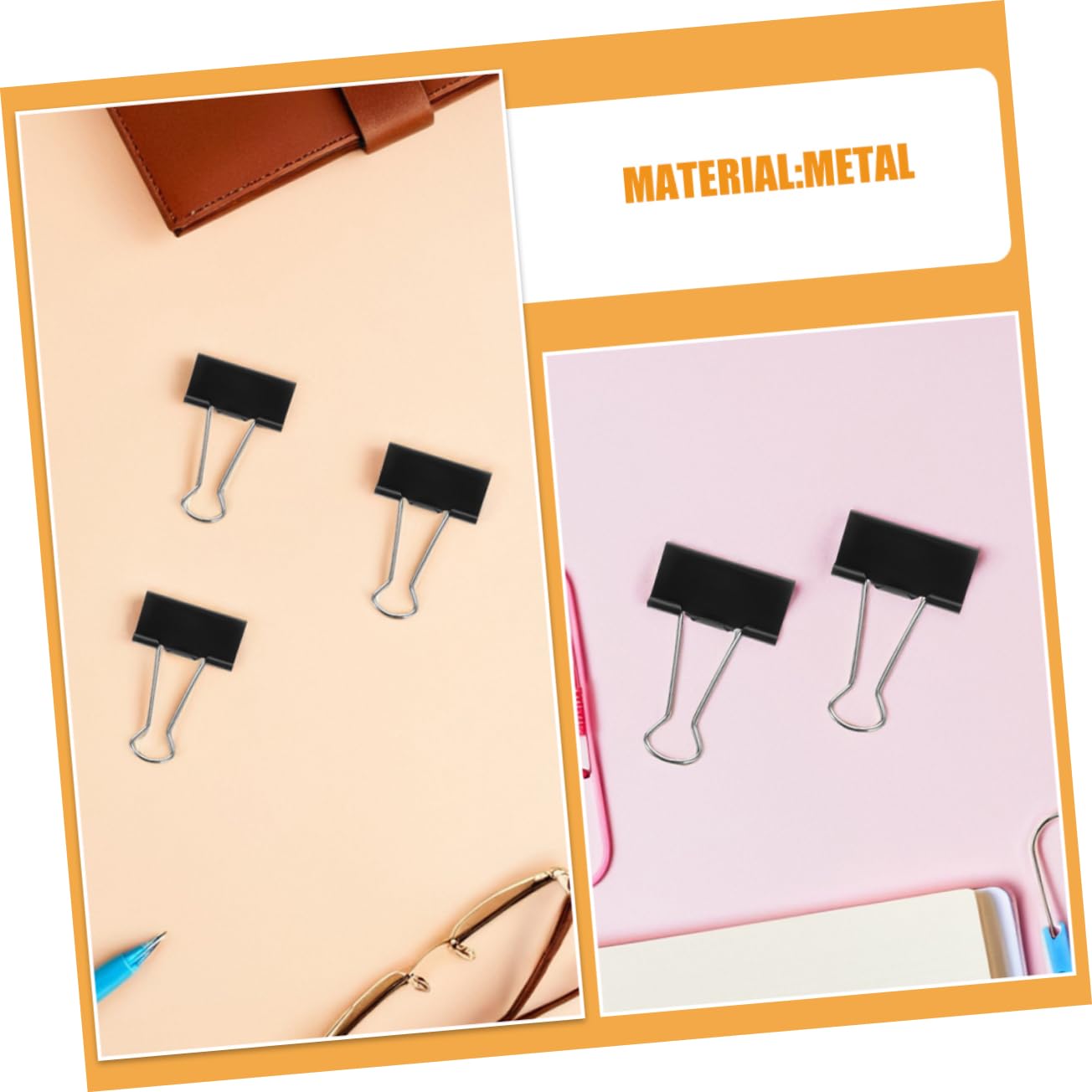 SEWACC 60 piezas Clips de Metal Negro para Oficina Sujeción Resistente Papeles Facturas Organizador Reutilizable