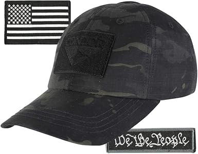 Condor Fitted Tactical Cap Bundle - We The People & USA Patches - Choose Size