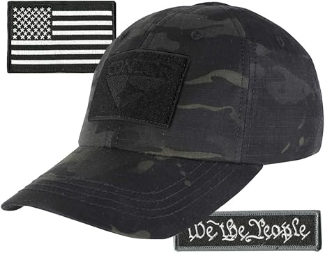 Condor Fitted Tactical Cap Bundle - We The People & USA Patches - Choose Size