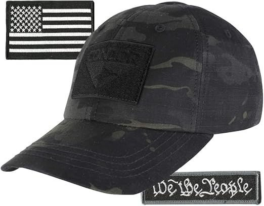 Condor Fitted Tactical Cap Bundle - We The People & USA Patches - Choose Size