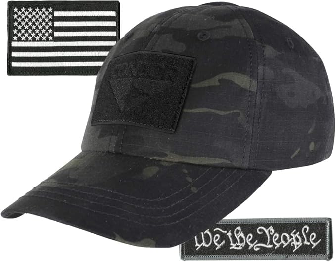 Condor Fitted Tactical Cap Bundle - We The People & USA Patches - Choose Size