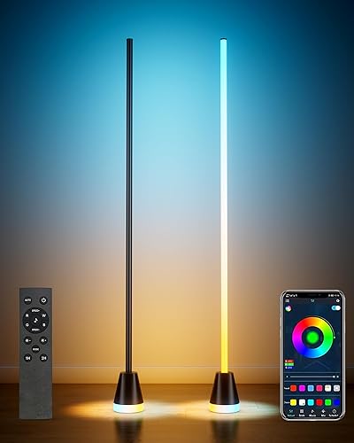 2 Pcs RGB Corner Floor Lamp, 60 Inch 344 LEDs
