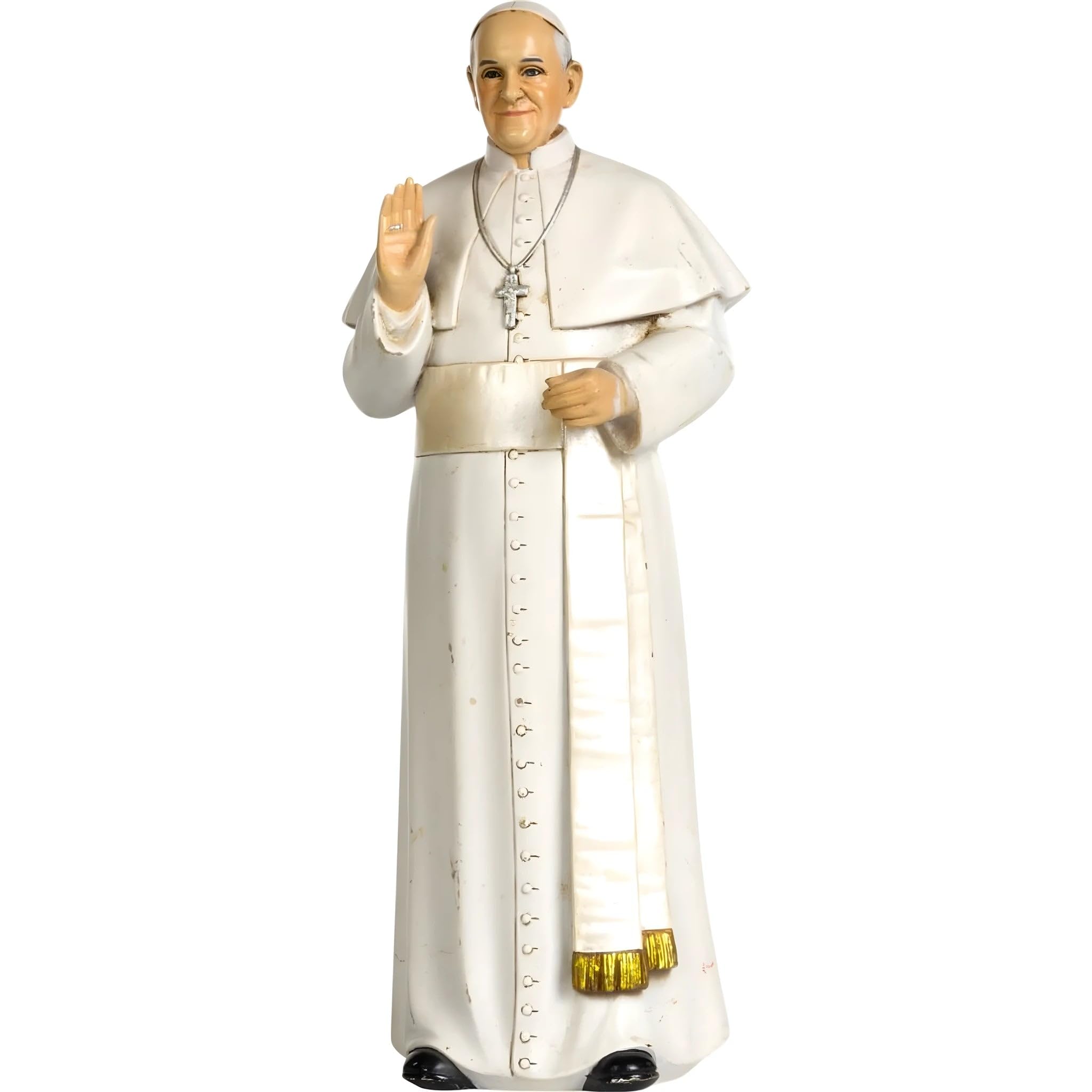 Dolfi Pope Francis Statue in Wood Pulp 15 cm | Hand-Coloured Wood in Val Gardena | Nativity Figure