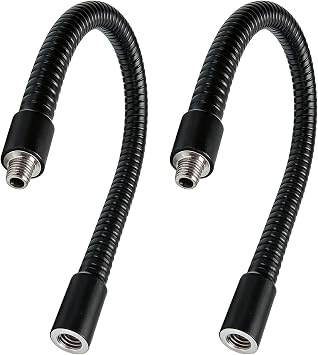2-Pack Microphone Gooseneck, 12 Inch Flexible Gooseneck Arm with 1/4" Female to Male, Flexible Microphone Holder for Action Camera and Phone, Black Holder Replacement